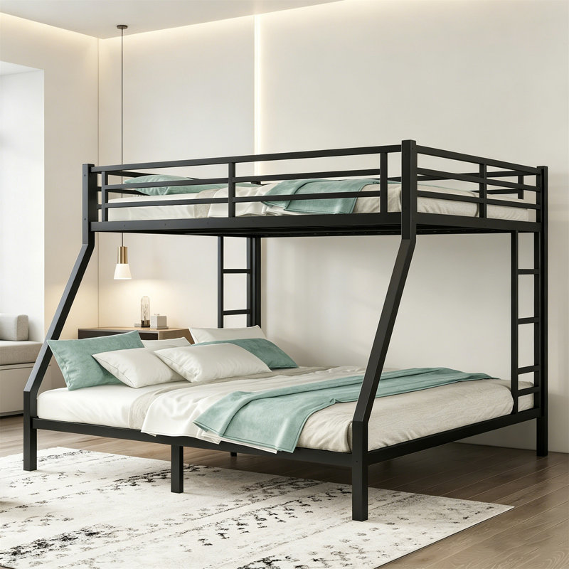 Metal Queen Over King Bunk Bed For Teens And Adults,Space-Saving/Noise Reduced/No Box Spring Needed