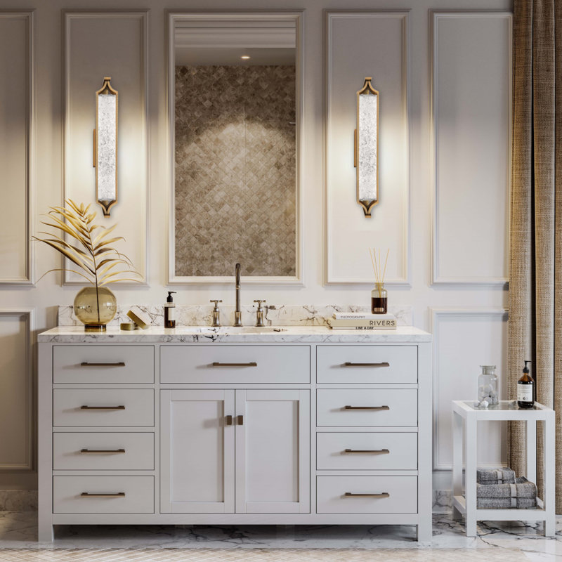 Emblem Dimmable LED Vanity Light, Gold