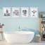 Ensemble de 4 salles de bain antiques à rayures bleues, lettré et doublé-787711824
