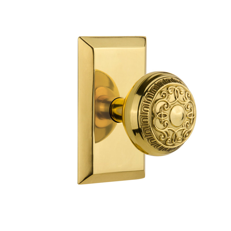 Studio Plate with Egg & Dart Door Knob, Polished Brass, 2-3/8"