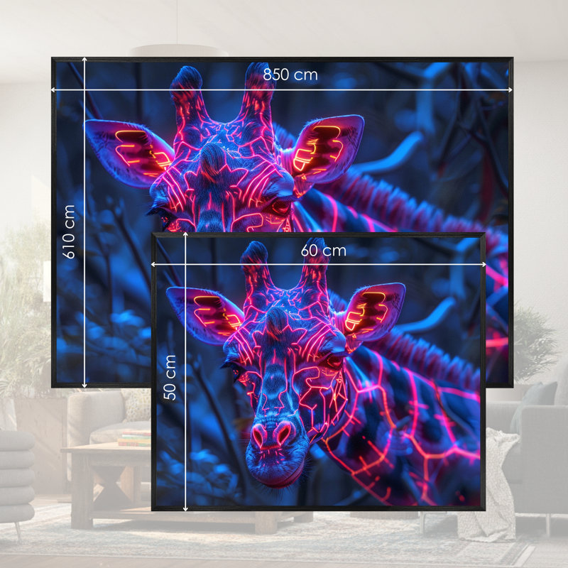 Single Picture Frame LED Illuminated Wall Art Wall Art on Glass / Aluminium, 50cm H x 60cm W