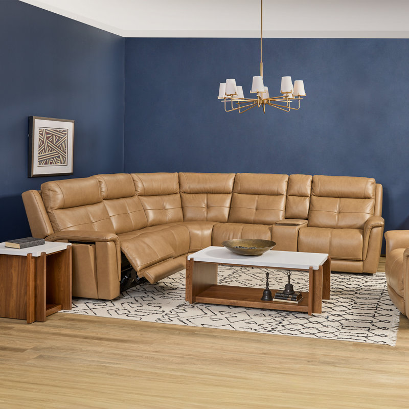 Canapé modulaire inclinable électrique 6 pièces Ranger, Brown Full Grain Leather