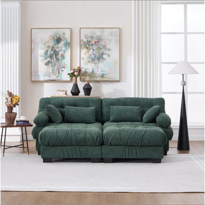U Shaped Sectional Couches for Living Room,Modular Sectional Sofa Cloud Couch with Ottoman, Deep Seat Loveseat Comfy advanced flannelette Oversized Sofa, Modern Couch with Round Armrests 4 Pillows