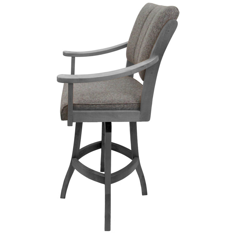 Miriam Swivel Wood Bar Stool, Counter Stool (26" Seat Height), Light Gray