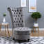 Chaises d'appoint à haut dossier, salon moderne capitonné en bois de polyester gris pour la maison