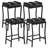 Set of 4 Counter Height Bar Stools - Modern Saddle Stools with Thick Faux Leather Seat, Sturdy Metal Frame & Footrest for Kitchen Island, Dining Room, Black-271610169-271610175