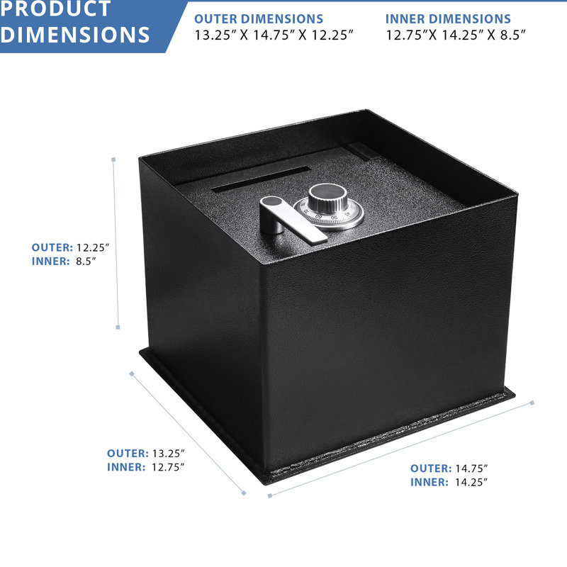 Coffre-fort de sol de 0,89 pi³ (25,2 L) - Acier, largeur 40,4 cm (15,9 po), construction robuste avec fente de chute, conception invisible, poids du colis : 40 kg (88 lb)