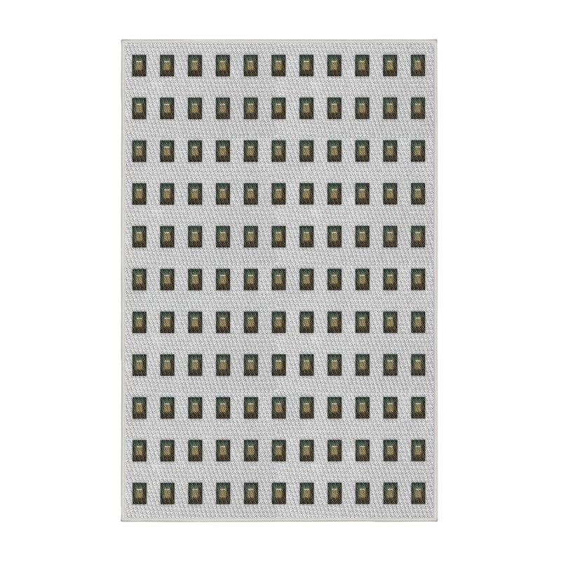 Tapis gris/zone noire à motifs, Rectangle 4 pi x 6 pi