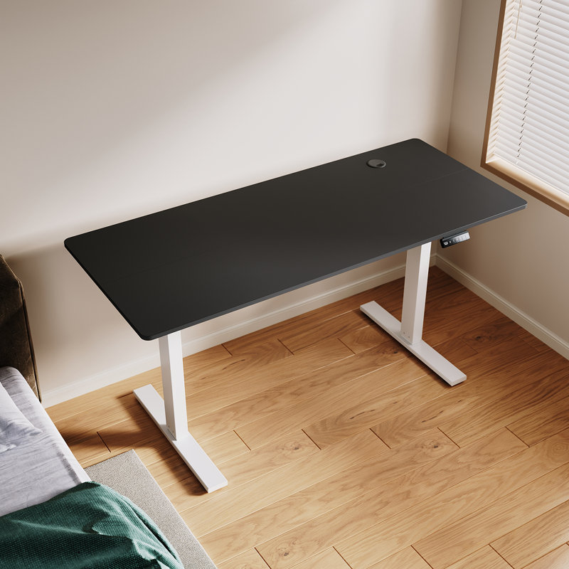 160Cm W Height Adjustable T-Shaped Standing Desk, Black