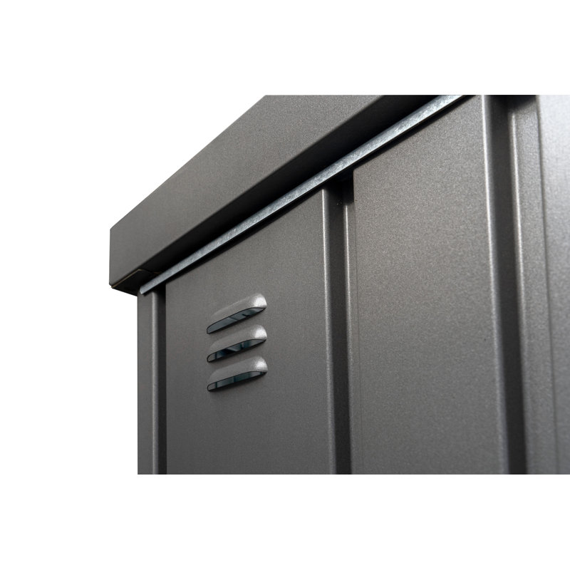 Biohort Equipment Locker 615 Gallon Water Resistant Metal Deck Box with Lock in Dark Gray