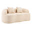 Canapé de compression beige pour petits espaces de bureau, sans assemblage, rembourrage à haute densité crème incurvé avec accoudoir rond et 2 coussins pour chambre à coucher, style élégant-431437406