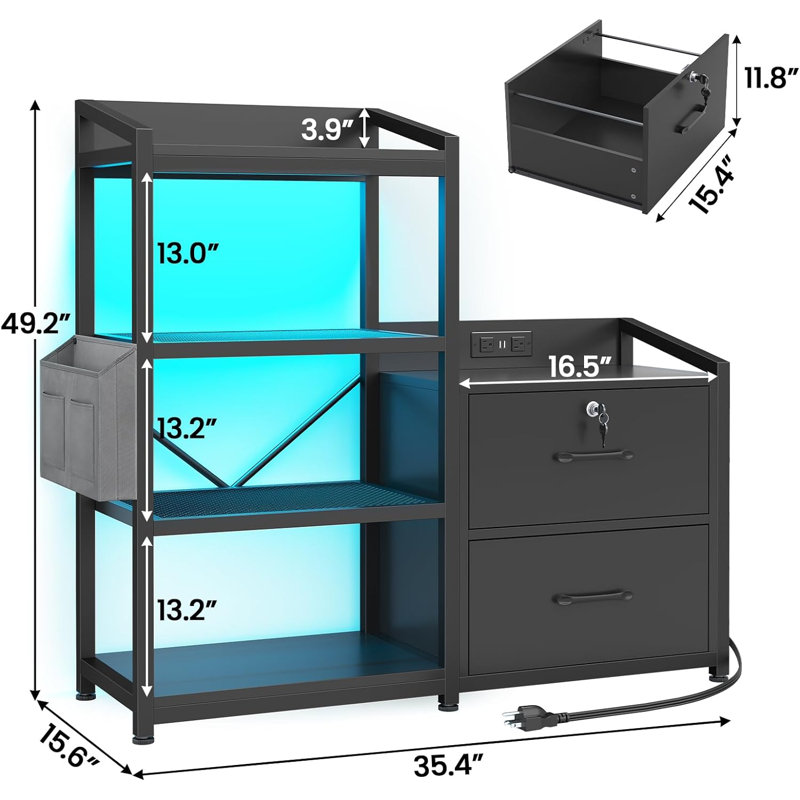 2 Drawer File Cabinet, Filing Cabinet Fits Letter Legal, Black