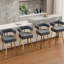 Chaises d'appoint de bureau modernes grises 2 pièces avec pieds carrés dorés, sans roulettes, structure en tissu doré de haute qualité décorative et confortable en molleton