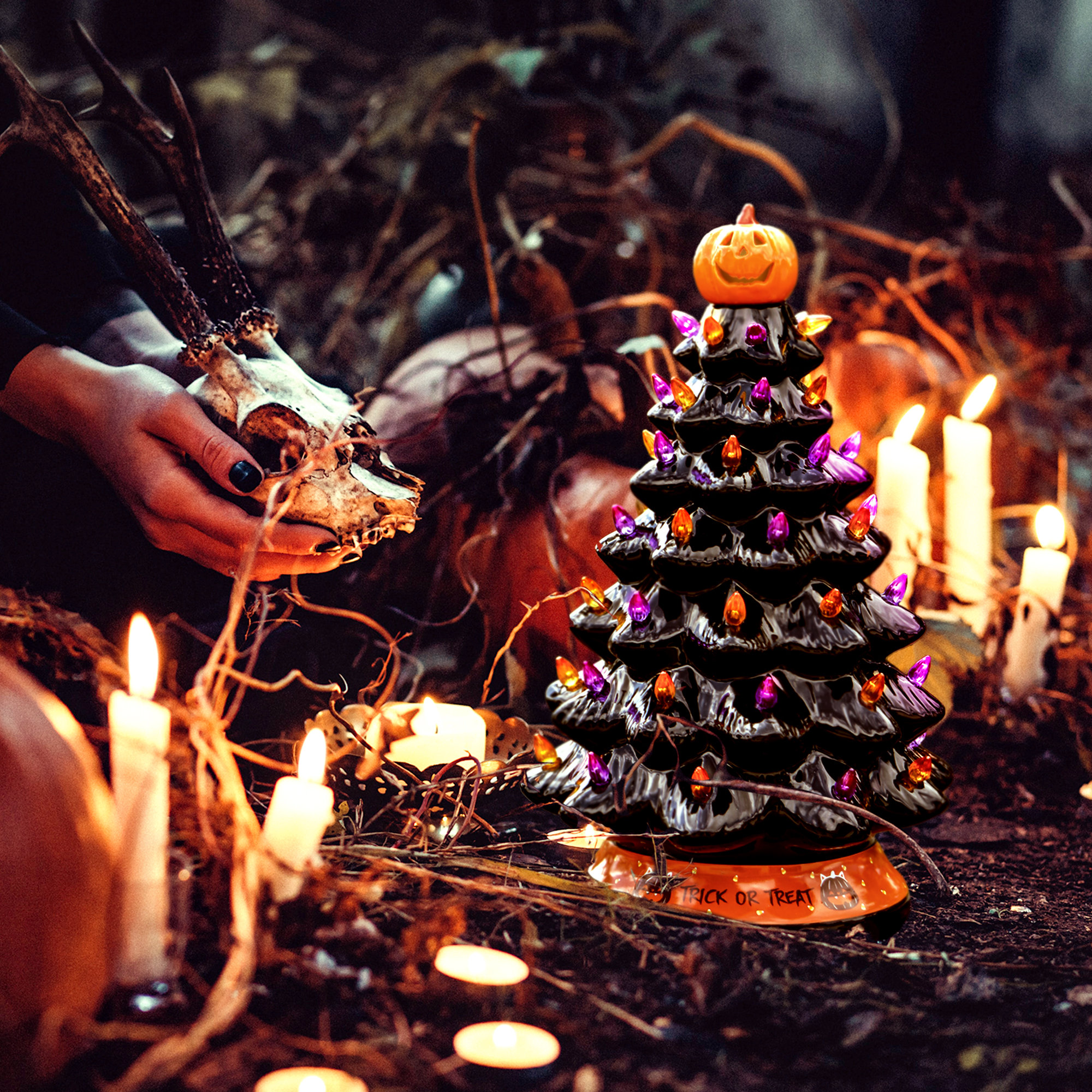 Halloween Decorations Ceramic Tree, 15 Inch