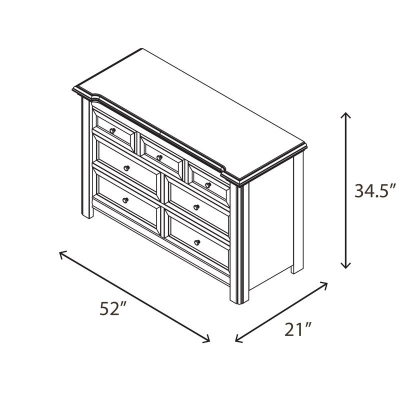 Avah 7 Drawer Double Dresser, Vintage White
