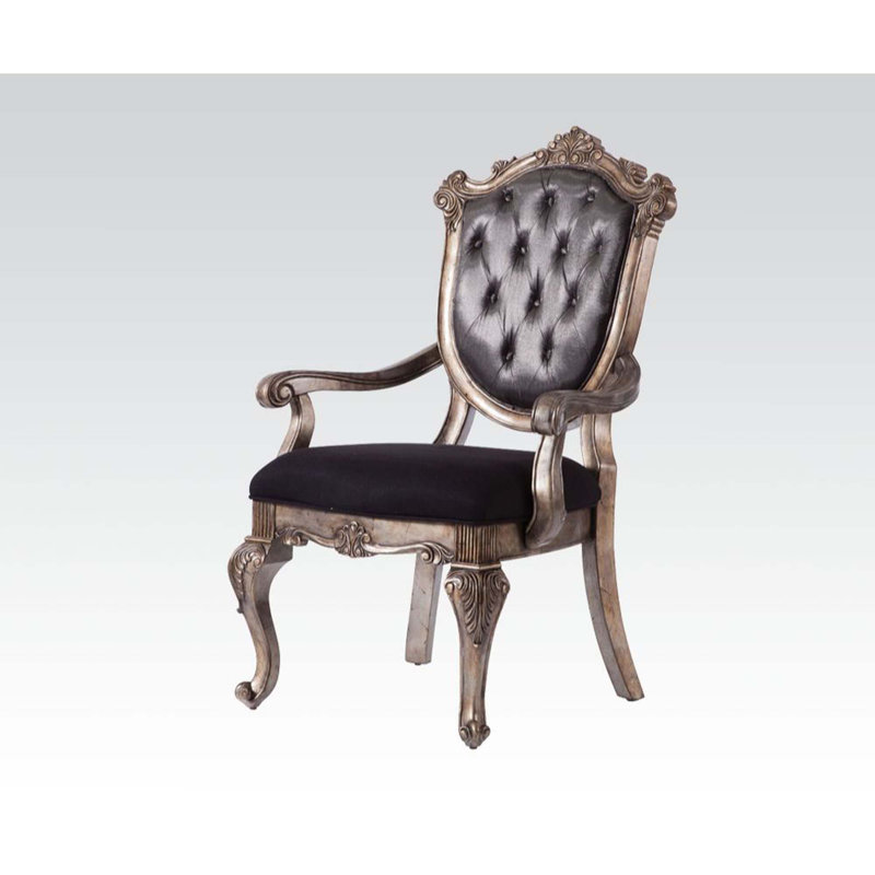 Caviness Tufted Arm Chair in Silver Gray and Antique Platinum (Set of 2)