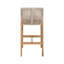 Ensemble de 2 tabourets de bar d'extérieur en bois au fini teck avec coussin beige