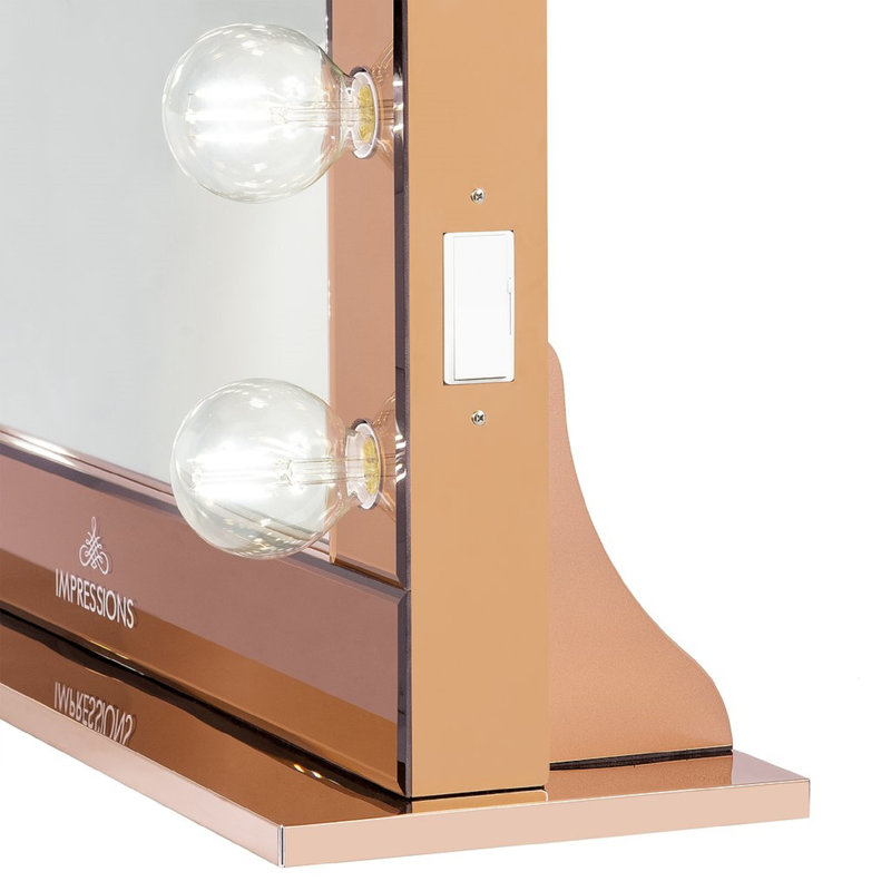 Miroir de maquillage lumineux Hollywood Reflection Pro avec 15 ampoules DEL claires, Or rose, 26,5 po x 34 po