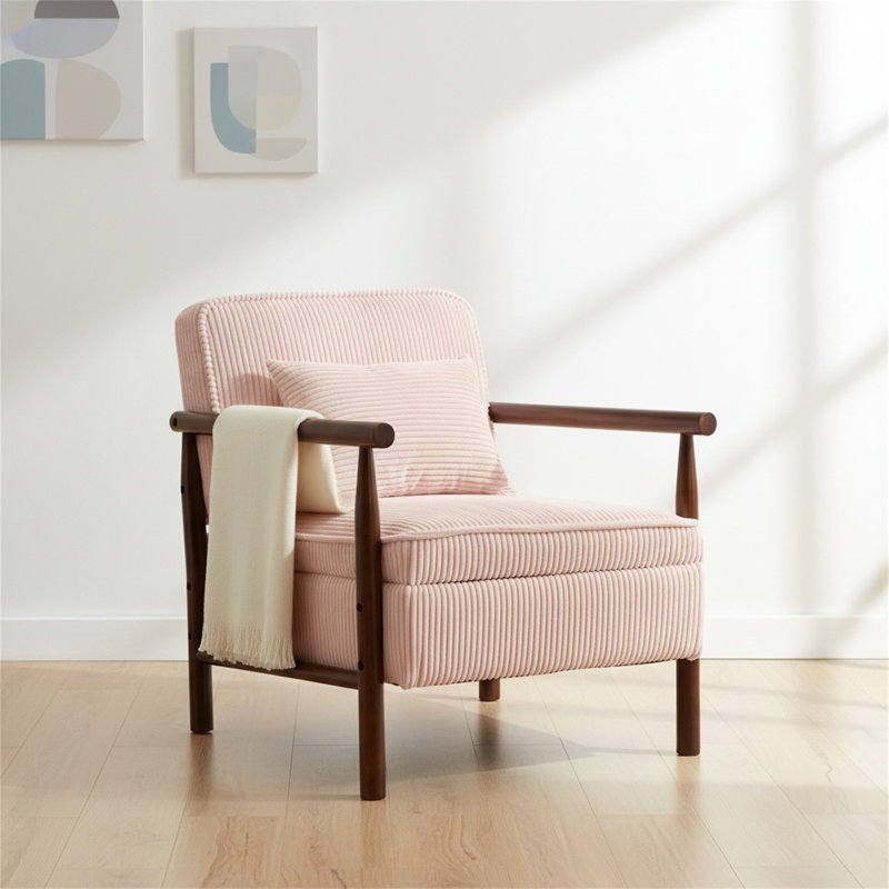 Chaise décorative à structure en bois avec coussin de taille, chaise de rangement adaptée au solarium de la chambre à coucher