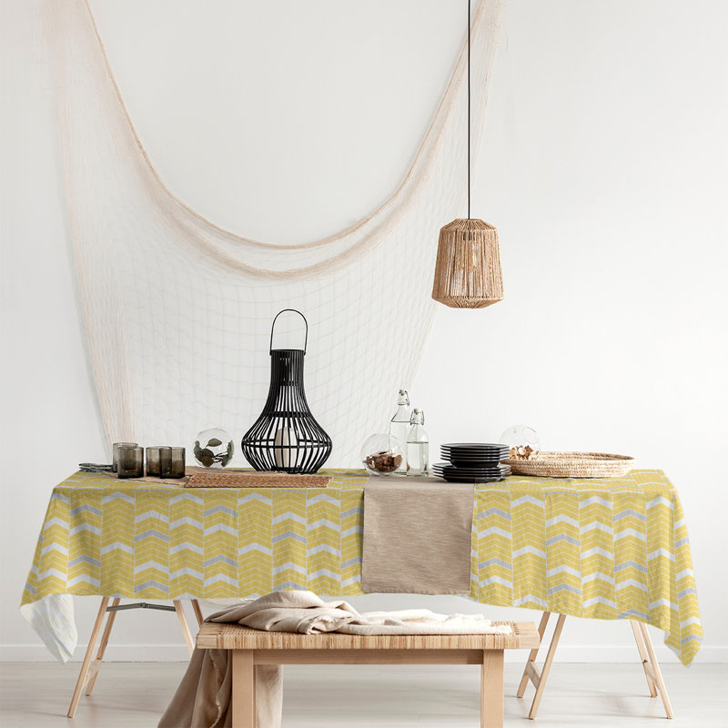 Nappe à chevrons à traits Stephenie, Jaune / Gris