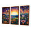 Rainbow Sunset, fleurs printanières colorées - ensemble d'art mural prairie-108317302-108317308