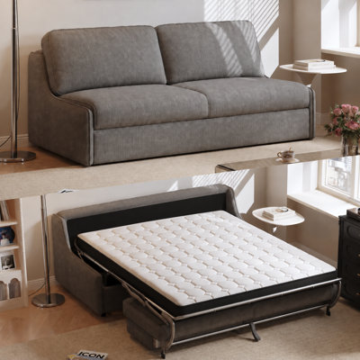 70.87"Modern Armless Convertible Sofa Bed with Plush Chenille, 5-Layer Cushioning for Small Spaces