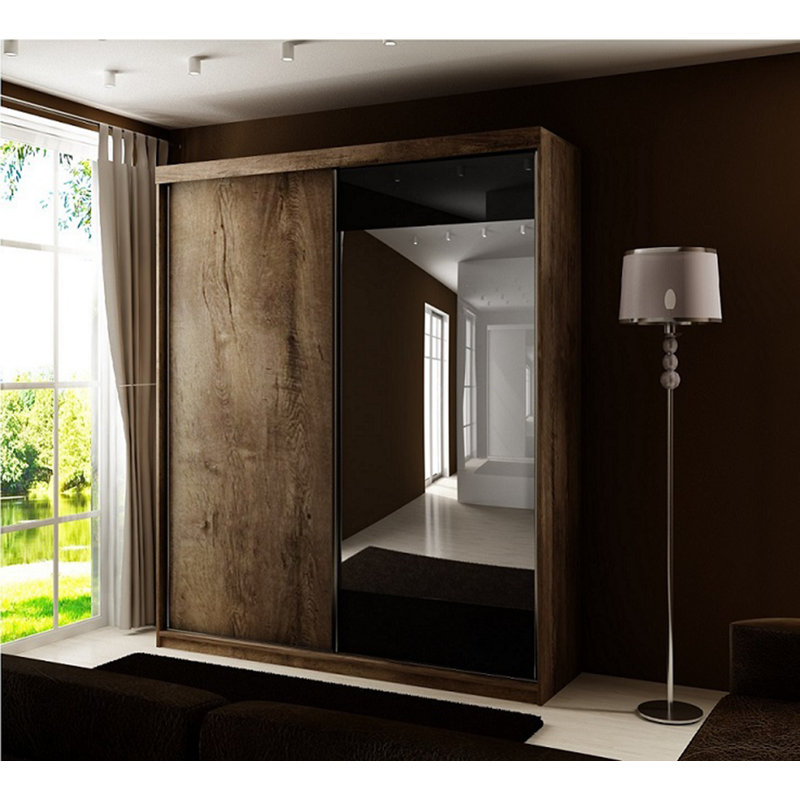 Maynerd 2 Door Solid + Manufactured Wood Wardrobe, Walnut/Black