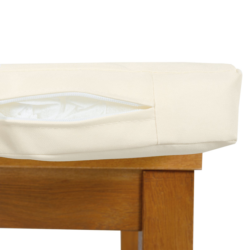 Ensemble repas pour 6 personnes en bois d'acacia avec table rectangulaire et coussins inclus, Beige