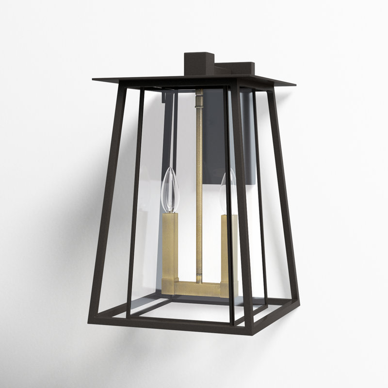Walker 2-Light Outdoor Wall Lantern, Incandescent, Buckeye Bronze/Yellow