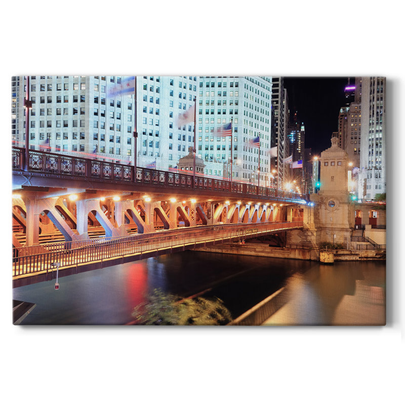 Chicago River Vi sur impression sur toile, H 32 po x l 48 po x P 1,5 po