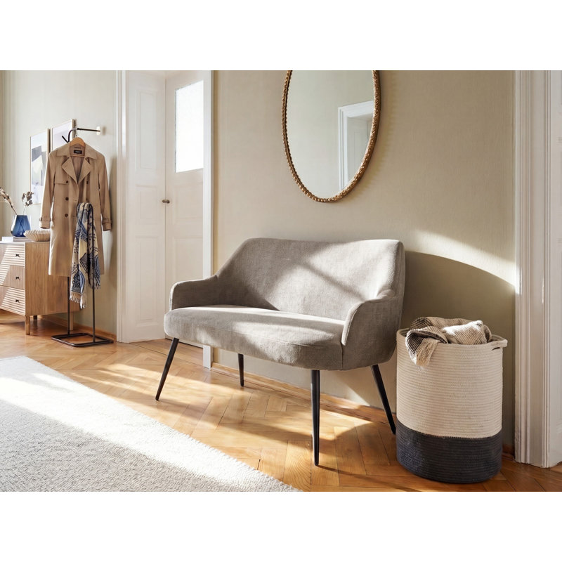 Nylon and Polyester Upholstered Bench, Beige