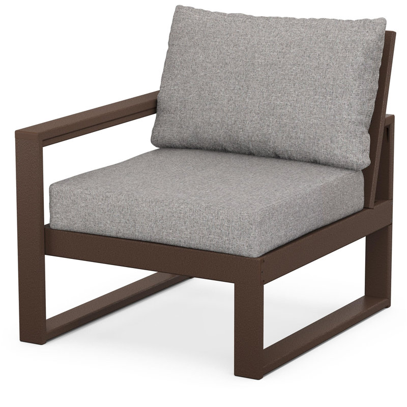 POLYWOOD Outdoor Lounge Chair, Gray Mist, Mahogany