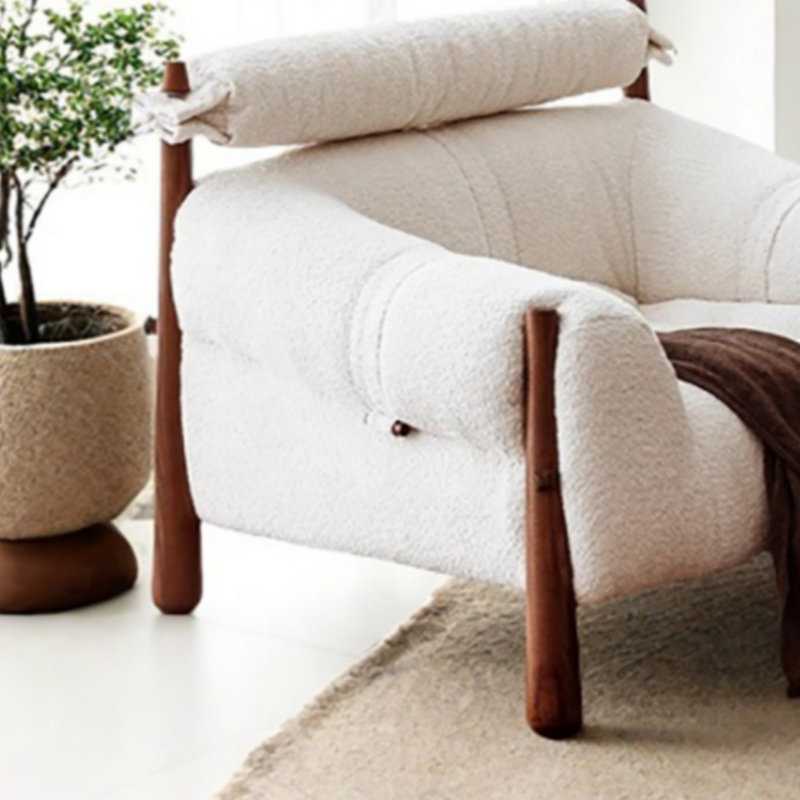Retro Solid Wood Straight - layout Sofa