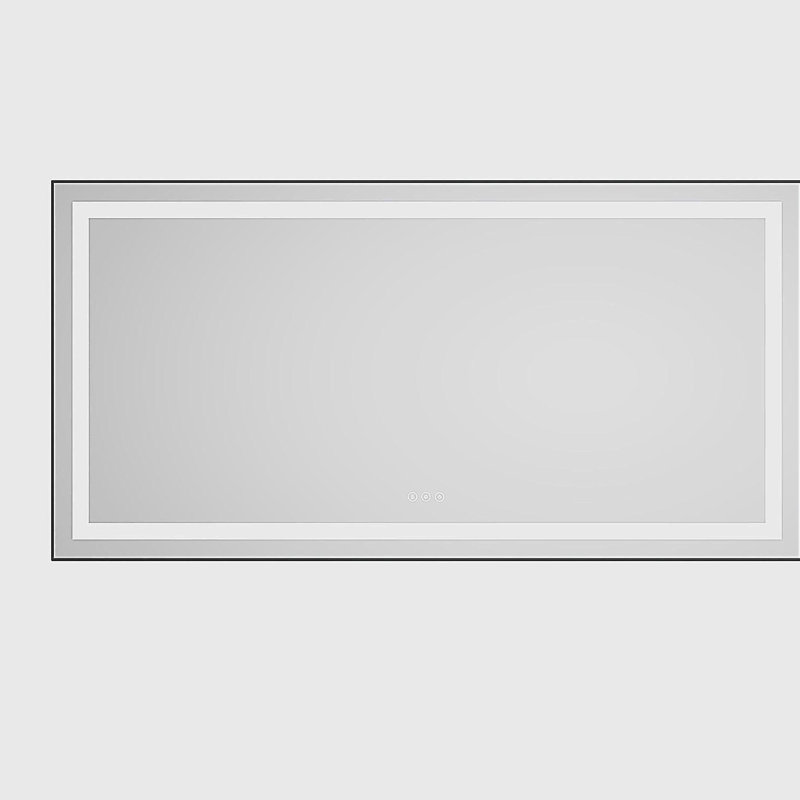 Miroir de salle de bain 55 po x 28 po à DEL avec façade et rétroéclairage, miroir de meuble-lavabo mural avec cadre en aluminium, antibuée, mémoire, 3 couleurs, gradation continue