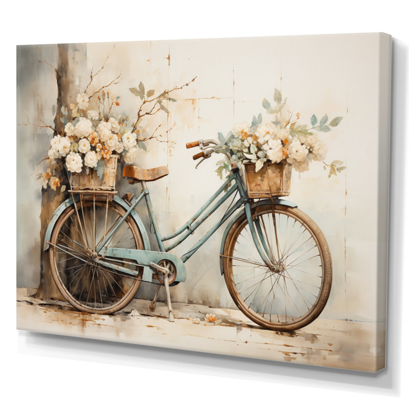 Vélo tranquille, pédalant II - art mural encadré, H 30 po x l 40 po, Toile tendue, Sans cadre