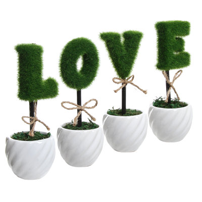 20.3cm Faux Evergreen Topiary in Ceramic Pot
