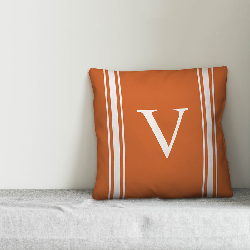 Striped Throw Pillow, V, Orange