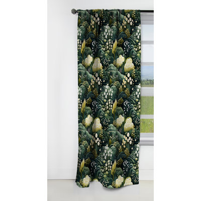 Green Forest Botanical Pattern - Floral Curtain - Blackout Floral Curtain - 1 Panels