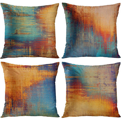 Ensemble de 4 housses de coussin rétro abstrait 