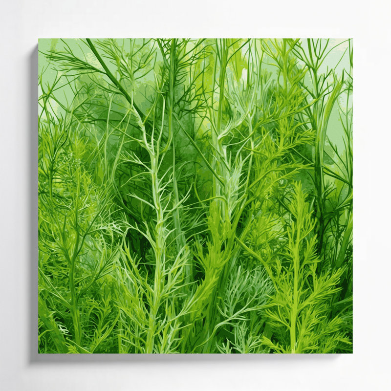 "Watercolor Botanical 68", art mural sur toile verte, H 12 po x l 12 po