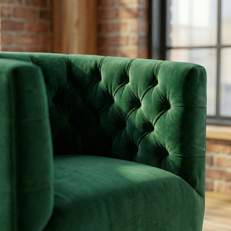 Brandon Contemporary Modern Swivel Living Room Accent Chair, Velvet Green