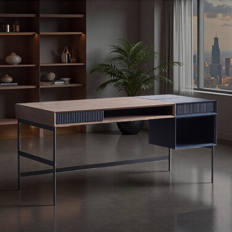 Bureau d'écriture avec rangement, Retour à droite, H 29,52 po x l 70,86 po x P 27,55 po