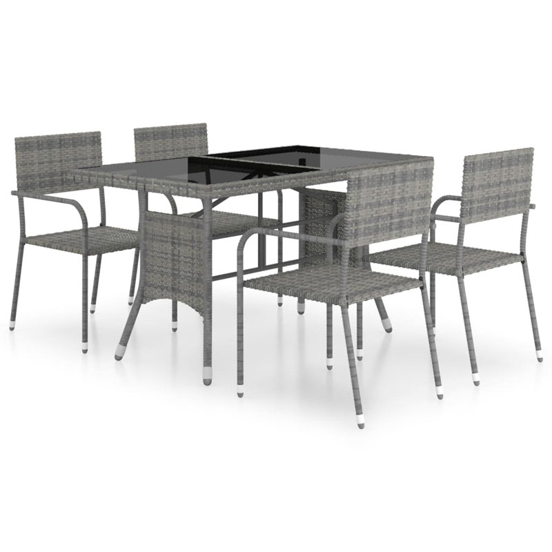 Azizah 4 - Person Patio Dining Set Rectangular Table, Grey
