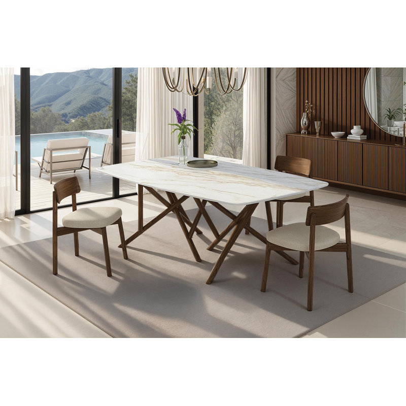 Baton Dining Upholstered Dining Chair, Microsuede Onyx, Seared Oak