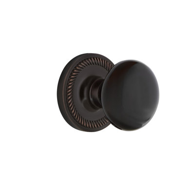 Rosette corde avec bouton de porte en porcelaine noire