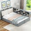 Cadre de lit moderne pour chambre à coucher, chambre d'amis, lit plateforme avec tête de lit, tablettes et 2 tiroirs-2094147922