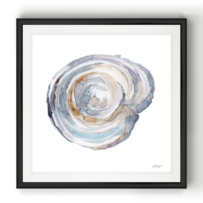 «Barbro Watercolor Tree Ring III», peinture sur toile, Cadre noir, H 17,5 po x l 17,5 po x P 1,5 po