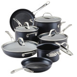 Anolon X Hybrid Nonstick Aluminum Nonstick Cookware Induction Pots And Pans Set, 12 Piece, Dark Gray