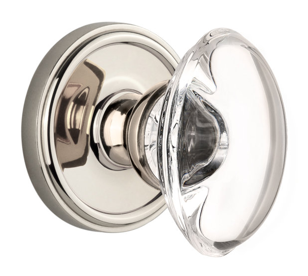 Bouton de porte en cristal Grandeur Georgetown, 2.375”, Nickel poli