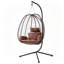 Brown PE Rattan Hanging Egg Chair with Stand and Cushions